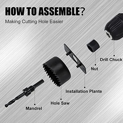 KATA Hole Saw Kit, 18 Pieces Hole Saw Set with 3/4"-5"(19-127mm) Saw Blade, 2 Mandrels, 2 Drill Bits, 1 Installation Plate, 1 Hex Key with Case,