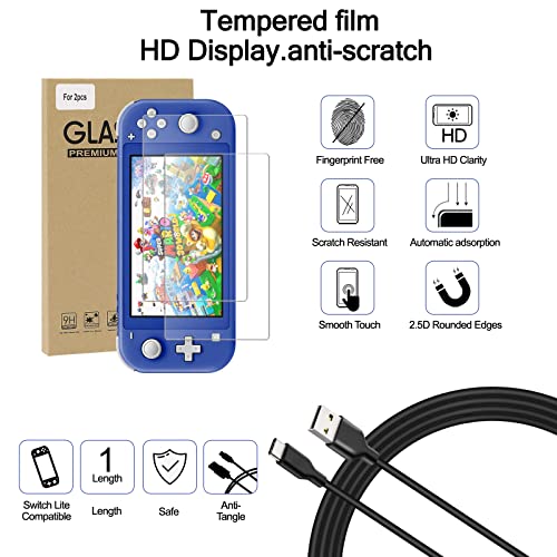 Switch Lite Accessories Bundle, Kit with Carrying Case,TPU Case Cover with Screen Protector,Charging Dock,Playstand, Game Card Case, USB Cable, - WoodArtSupply