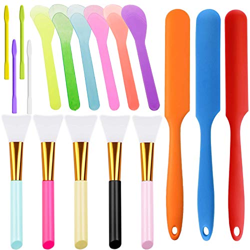 IHUIXINHE 18 Pcs Silicone Stir Sticks Set, Include 3 Pcs Silicone Spatula, 5 Pcs Silicone Epoxy Brushes, 4 Pcs Silicone and 6 Pcs Plastic Stir - WoodArtSupply