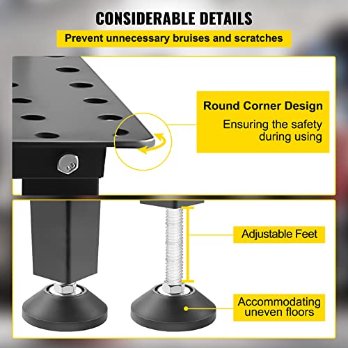 VEVOR Welding Table, 36" x 24" Steel Welding Workbench Table, 0.12-inch Thick Industrial Workbench, 600lb Loading Capacity Work Bench, Heavy Duty VEVOR