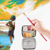 Csy Art Supplies Handmade Watercolors Paint Set - 6 Metallic Gold Colors Half Pans Glitter Solid Water Color- Metal Case Sparkle Pearlescent CSY art gallery
