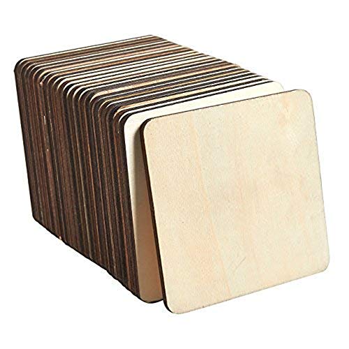 80 Pieces Unfinished Natural Wood Pieces Blank Squares Cutout Tiles DIY Wood Crafts Supplies for DIY Art Craft Projects, Home Decorations, Ornaments