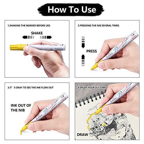 Lesun White Paint Pens Paint Markers, 12 Pack Waterproof Oil-Based Paint Pen Set Quick Dry and Permanent, Markers for Rock Painting, Stone, Ceramic, Overseas