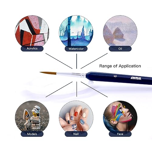 11Pcs Fine Detail Paint Brushes Set Fine Tip Paint Brush Miniature Mini Paints Brush for Watercolor, Oil, Acrylic, Face, Nail, Scale Model Painting XZHY