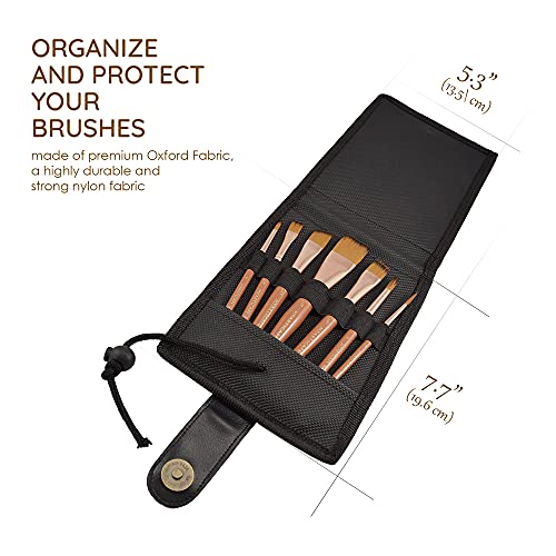 MyArtscape Travel Paint Brush Set, 7 Ultra Short-Handle Brushes with Case Holder - for Watercolor, Gouache and Acrylic - Synthetic Hair - Ideal for MyArtscape