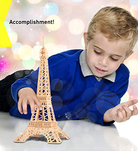 Puzzled 3D Puzzle Eiffel Tower Wood Craft Construction Model Kit,Fun and Educational DIY Wooden Toy Assemble Model Unfinished Crafting Hobby Puzzle - WoodArtSupply