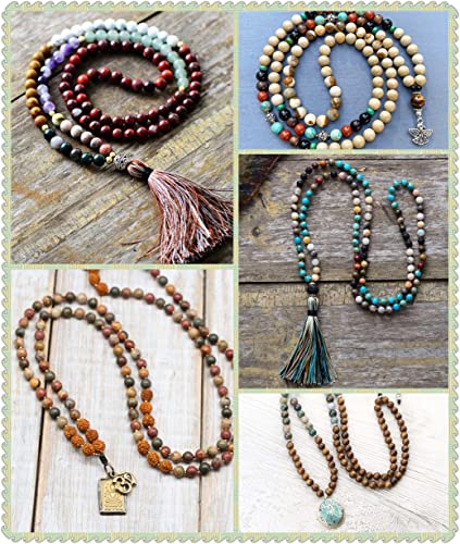 Prometis 200pcs 8mm Natural Sandalwood Round Beads Gorgeous Craft Handmade Polished Spacer Mala Pray Beads with Elastic Cord for Bracelets DIY Rosary Prometis