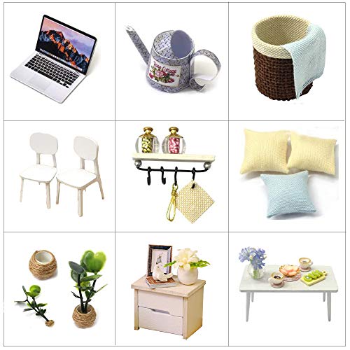 MAGQOO 3D Wooden Dollhouse Miniature DIY House Kit with Furniture,1:24 DIY Dollhouse Kit Dust Proof Included (Blue Times) MAGQOO