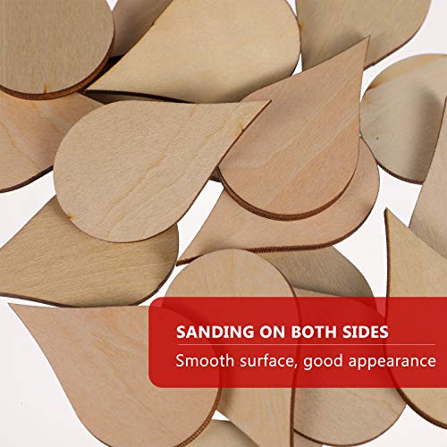 20pcs DIY Wooden Water Drop Unpainted Wooden Shapes Unfinished Wood Water Drop Discs Homemade Ornaments Wood Water Drop Slices Manual Mini Chips BESTOYARD