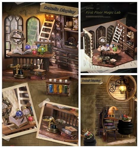 Kisoy Dollhouse Miniature with Furniture Kit, Handmade DIY House Model for Teens Adult Gift (William' s Magic House) Kisoy