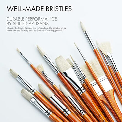 ARTIFY Oil Paint Brushes Set, 15Pcs Professional Natural Chungking Bristle Acrylic Paint Set, Perfect for Oil and Acrylic Painting, Long and Heavy - WoodArtSupply