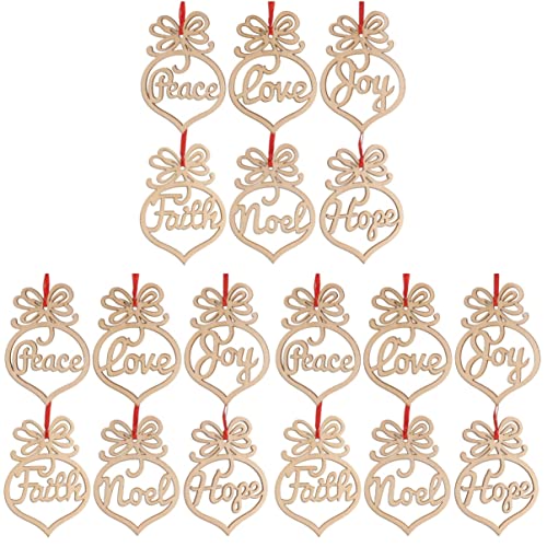 COHEALI 18 pcs Design DIY Twine Decorations Gift Christmas Unfinished Decor Festival Cutouts Wood Love Pendants Drawing Holiday Graffiti for Hope - WoodArtSupply