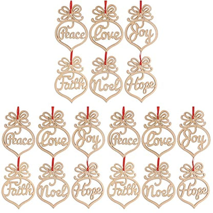 COHEALI 18 pcs Design DIY Twine Decorations Gift Christmas Unfinished Decor Festival Cutouts Wood Love Pendants Drawing Holiday Graffiti for Hope - WoodArtSupply