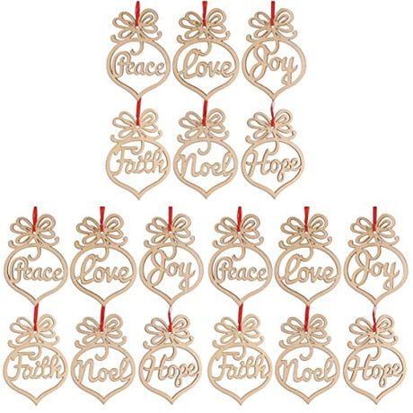COHEALI 18 pcs Design DIY Twine Decorations Gift Christmas Unfinished Decor Festival Cutouts Wood Love Pendants Drawing Holiday Graffiti for Hope COHEALI