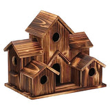 Terpovery Hanging Wooden Bird House for Outside 6 Hole Wooden Bird House Courtyard Backyard Decorations Terpovery