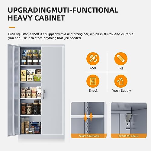 INTERGREAT Garage Storage Cabinets with Doors and Shelves, 72" Steel Tool Locking Cabinet, Metal Storage Cabinet for Home Office, Warehouse, School - WoodArtSupply