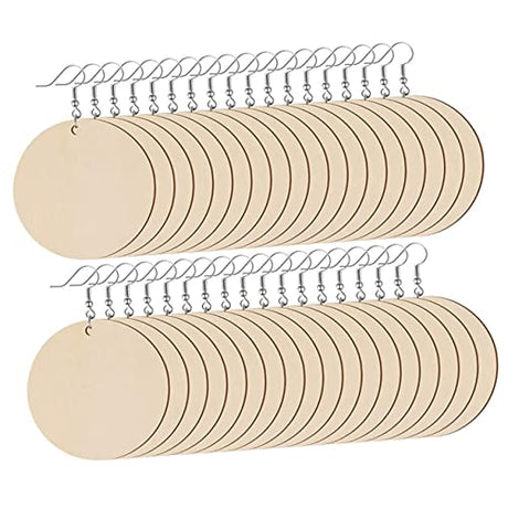 TEHAUX 200pcs Earrings Unfinished Wood Earring Blanks Earring Wood Blanks Round Wood Drop Dangles Unfinished Teardrop Earring Valentines Wood TEHAUX