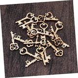 ABOOFAN 60 Pcs Unfinished Wood Craft Wood Key Embellishment Wooden Embelliment DIY Wood Antique Keys Unfinished Wooden Keys Wood Slices Natural Home ABOOFAN