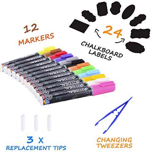 Chalkola Liquid Chalk Markers & Metallic Colors (Pack of 21) - Erasable  Chalk Pens for Chalkboard, Blackboard, Window, Bistro, Car Glass, Board -  Neon