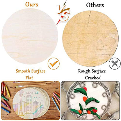 20 Pieces 12 Inch Round Wood Discs for Crafts, Audab Unfinished Wood Circles Wood Rounds Wooden Cutouts for Crafts, Door Hanger, Door Design and
