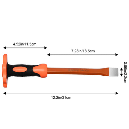 ZUZUAN 12-Inch Heavy Duty Flat Chisel with Hand Protection,Flat Head,Demolishing/Masonry/Carving/Concrete Breaker Chisels with Bi-Material Hand Guard - WoodArtSupply