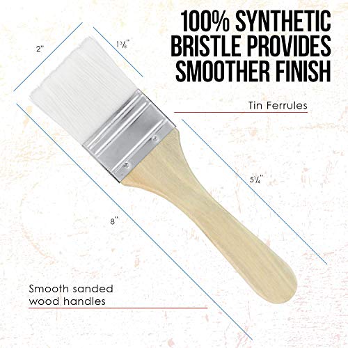 U.S. Art Supply 3 Pack of Variety Size Synthetic Bristle Paint, Chip and Utility Paint Brushes for Paint, Stains, Varnishes, Glues, and Gesso US Art Supply