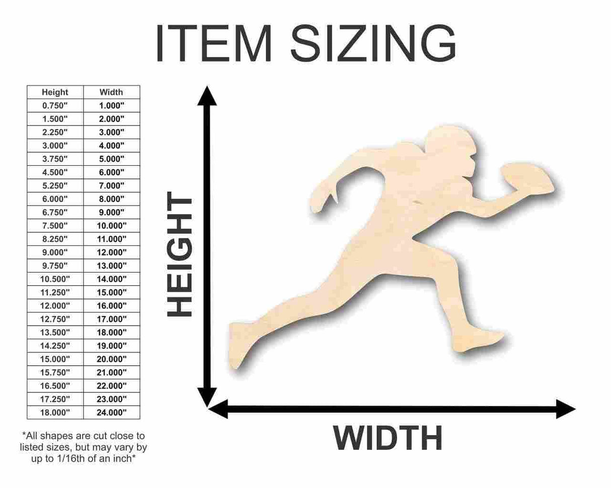 Unfinished Wood Football Player Shape - Sports - Craft - up to 24" 6" / 1/8" 24 Hour Crafts