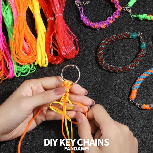 Lanyard String Kit, Cridoz 25 Bundles Gimp String Plastic Lacing Cord with  20pcs Snap Clip Hooks and Keyrings for Boondoggle Crafts, Bracelets and