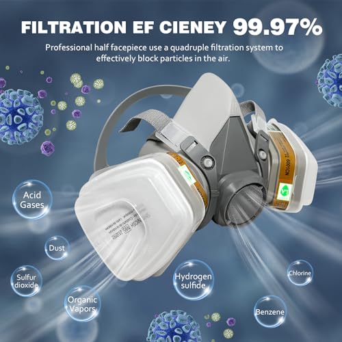 STARBST Half Face Cover Respirator Mask - Professional Breathing Protection Ventilation Mask, Reusable Respirator Mask for Sanding Painting Chemicals STARBST