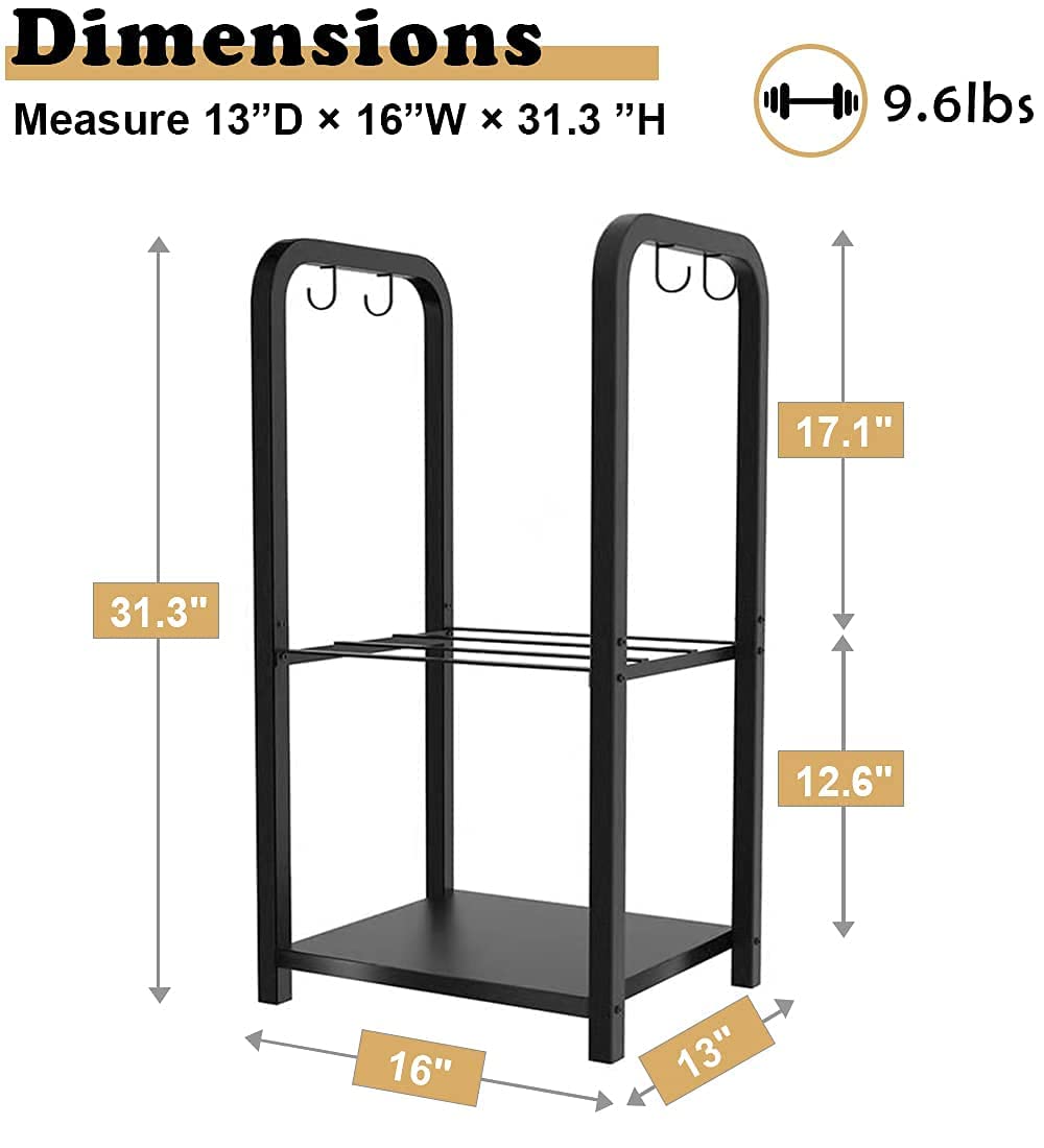 Artibear Small Firewood Rack Holder for Indoor Fireplace, 2-Tier Fire Wood Log Storage Stacker Stand for Outdoor Patio, Black