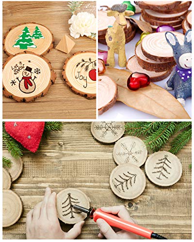 Pllieay 12 Pcs 5.1-5.5 Inch Wood Slices, Unfinished Wood Slice Ornaments for DIY Crafts Wedding Table Centerpieces Coasters for Arts Painting Craft