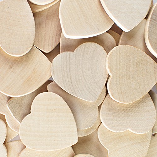 Round Heart Shaped Unfinished 1.3" Wood Cutout Circles Chips for Board Game Pieces, Arts & Crafts Projects, Ornaments (50 Pieces) Super Z Outlet