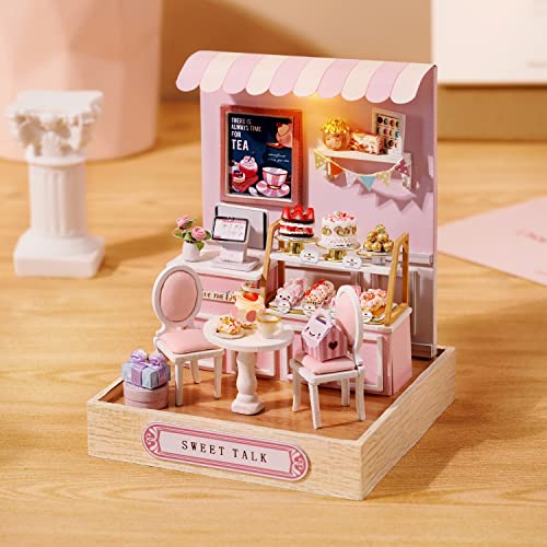 TuKIIE DIY Miniature Dollhouse Kit with Furniture, 1:24 Scale Creative Room Mini Wooden Christmas Doll House Plus Dust Proof for Kids Teens TuKIIE