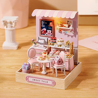 TuKIIE DIY Miniature Dollhouse Kit with Furniture, 1:24 Scale Creative Room Mini Wooden Christmas Doll House Plus Dust Proof for Kids Teens