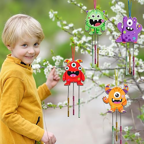 Monster Wind Chime Craft Kit for Kids - DIY Wooden Arts & Crafts Activity Fennoral