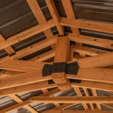 Backyard Discovery Norwood 20 ft. x 12 ft. All Cedar Wooden Carport Pavilion Gazebo with Hard Top Steel Roof Backyard Discovery