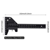 Woodworking Scriber, T Shaped Woodworking Multifunctional Ruler, Aluminum Alloy Marking Measuring Gauge DIY Carpentry Tool - Metric ETIGER