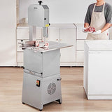 VEVOR Commercial Electric Meat Bandsaw, 850W Vertical Bone Sawing Machine, Stainless Steel 23.6" x 18.3" Workbench, Frozen Meat Cutter with 2 Blades, VEVOR