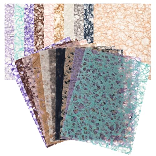 KALIONE 20 Sheets Scrapbook Decorative Paper, Handmade Mulberry Paper, Colorful Textured Paper, Decoupage Paper, A5 Size Craft Paper Kit for - WoodArtSupply