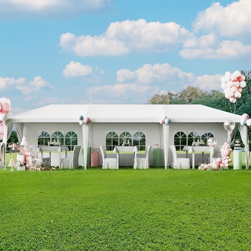 Flamaker Party Tent 10'x30' Outdoor Wedding Canopy Tents for Parties with Removable Sidewalls Heavy Duty Event Booths Waterproof Gazebo Shelter Flamaker