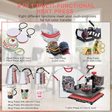 OIIEE Heat Press Machine 8 in 1 Combo Heat Press 15 x 15 Inch Heat Transfer Machine 360-Degree Swing Away Digital Shirt Printing Multifunction Heat oiiee