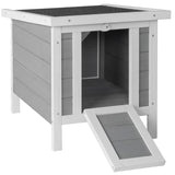 Wooden Bunny House Rabbit Cat Hutch, Feral Cats House Outdoor Weatherproof Rabbit Hutch w/Ramp, Lockable Doors, Openable Top, Small Pet House for AMZOSS