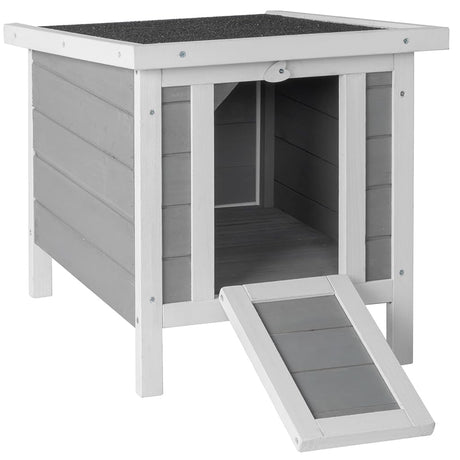 Wooden Bunny House Rabbit Cat Hutch, Feral Cats House Outdoor Weatherproof Rabbit Hutch w/Ramp, Lockable Doors, Openable Top, Small Pet House for AMZOSS