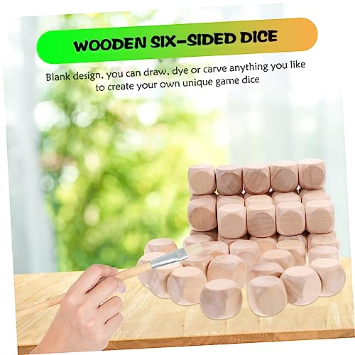 COHEALI 100 Pcs Wooden six Sided dice 6 Sided Dice Bulk Blank Wooden Dice Bulk Unfinished Square Blocks Couples dice Painting Wooden dice Blanks for COHEALI