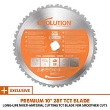 Evolution Power Tools R255SMS+ PLUS 10-Inch Sliding Miter Saw Plus Multi-Material Multi-Purpose Cutting Cuts Metal, Plastic, Wood & More 0˚ - 45˚ Evolution