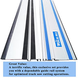 110" Track Saw Guide Rail 194368-5 71387 Joining Set for Makita and Festool Plunge Saw, Includes 2x55" Aluminum Extruded Guide Rails and 2 Connectors WOUILNIA