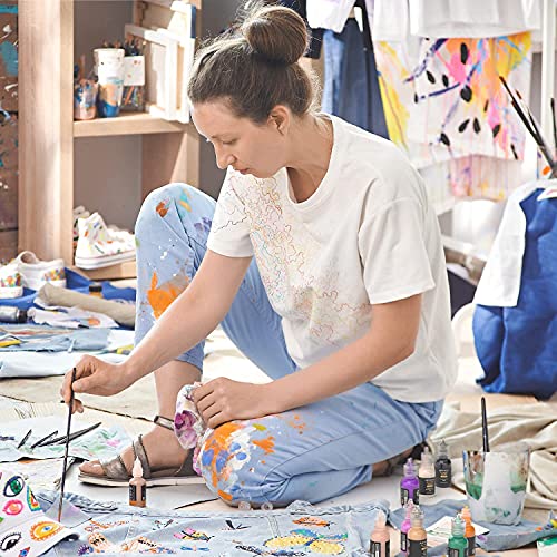 ARTEZA 3D Fabric Paint, Permanent Paint in 1 fl oz Fine-Tip Bottles, Art Supplies for Decorating T-Shirts, Ceramics, Textiles, and Glass Metallic, 1 ARTEZA