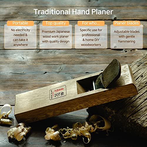 Eutuxia Woodworking Japanese Curved Block Handle Plane 7.25” Manual Planer, Traditional Hand Planer, Specialty Woodwork Handheld Planer Carpenting Eutuxia