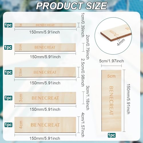 BENECREAT 6 Pcs Wooden Macrame Separator Tool 0.4-2 Inch Spacer Guide Auxiliary Rulers, Spacers Fringe Lace Fibre Support Tools for Making Macrame BENECREAT