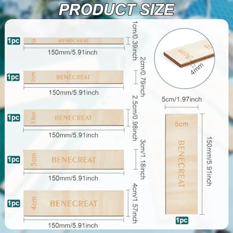BENECREAT 6 Pcs Wooden Macrame Separator Tool 0.4-2 Inch Spacer Guide Auxiliary Rulers, Spacers Fringe Lace Fibre Support Tools for Making Macrame BENECREAT